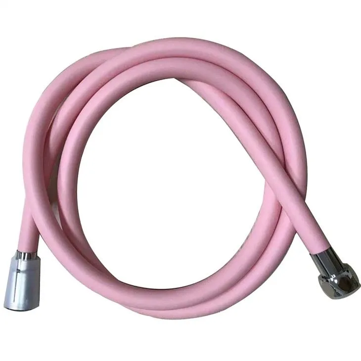 1.6m Length Flexible Plastic Coated Shower Hose Pink Color Without Kinking